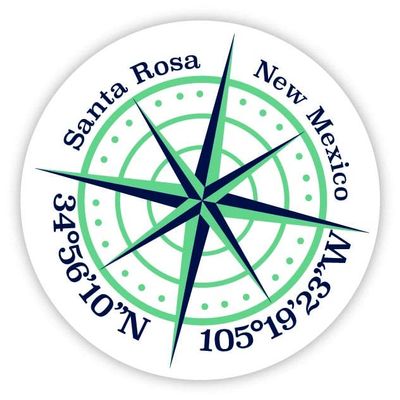 Santa Rosa New Mexico 2-Inch Vinyl Decal Sticker Latitude Longitude Compass Design