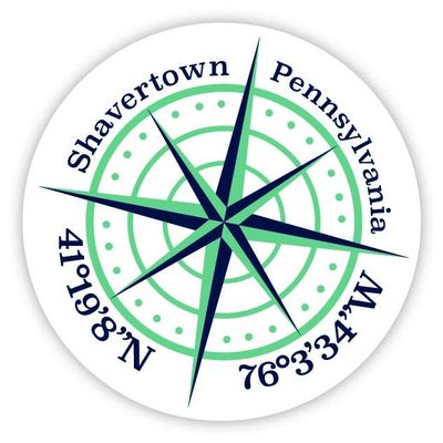 Shavertown Pennsylvania 2-Inch Vinyl Decal Sticker Latitude Longitude Compass Design