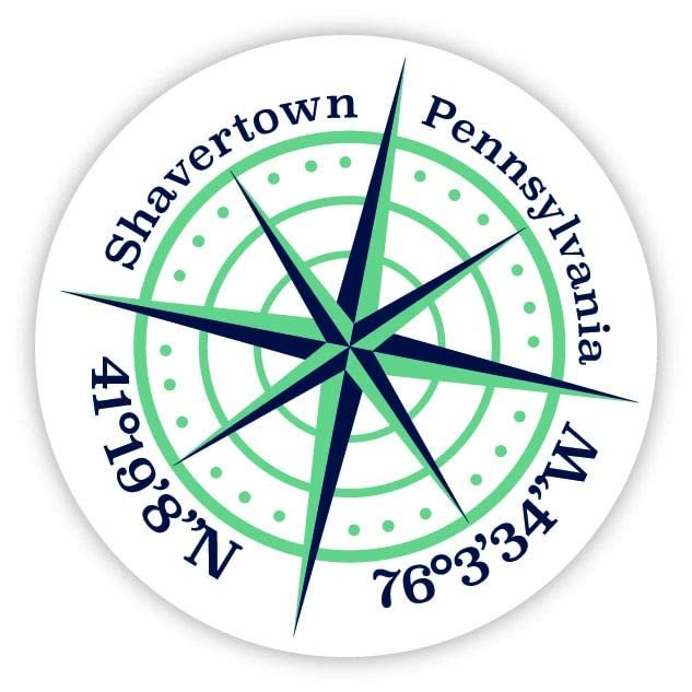 Shavertown Pennsylvania 2-Inch Vinyl Decal Sticker Latitude Longitude Compass Design