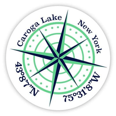 Caroga Lake New York 2-Inch Vinyl Decal Sticker Latitude Longitude Compass Design