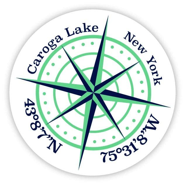 Caroga Lake New York 2-Inch Vinyl Decal Sticker Latitude Longitude Compass Design