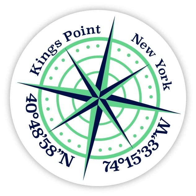 Kings Point New York 2-Inch Vinyl Decal Sticker Latitude Longitude Compass Design