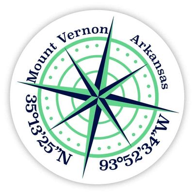 Mount Vernon Arkansas 2-Inch Vinyl Decal Sticker Latitude Longitude Compass Design