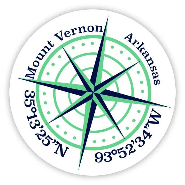 Mount Vernon Arkansas 2-Inch Vinyl Decal Sticker Latitude Longitude Compass Design