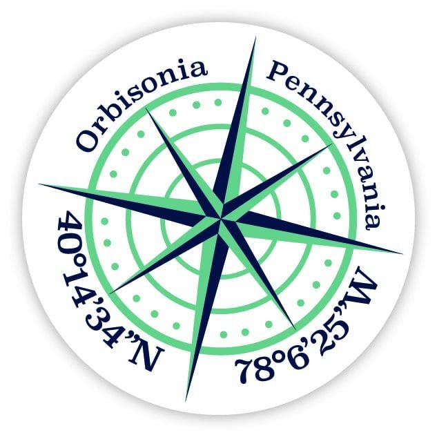 Orbisonia Pennsylvania 2-Inch Vinyl Decal Sticker Latitude Longitude Compass Design
