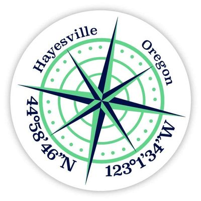 Hayesville Oregon 2-Inch Vinyl Decal Sticker Latitude Longitude Compass Design