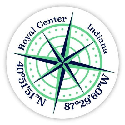 Royal Center Indiana 2-Inch Vinyl Decal Sticker Latitude Longitude Compass Design