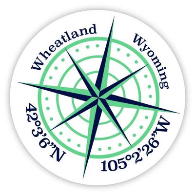 Wheatland Wyoming 2-Inch Vinyl Decal Sticker Latitude Longitude Compass Design