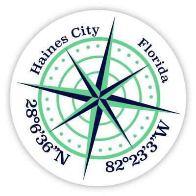 Haines City Florida 2-Inch Vinyl Decal Sticker Latitude Longitude Compass Design