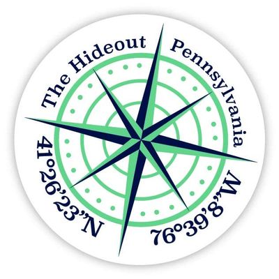 The Hideout Pennsylvania 2-Inch Vinyl Decal Sticker Latitude Longitude Compass Design