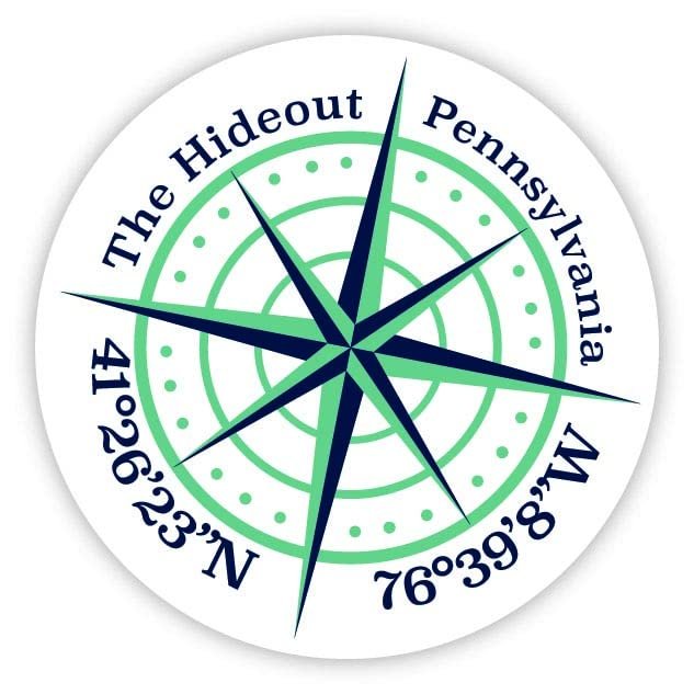 The Hideout Pennsylvania 2-Inch Vinyl Decal Sticker Latitude Longitude Compass Design