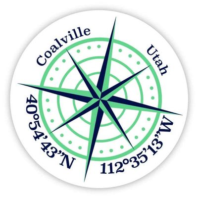 Coalville Utah 2-Inch Vinyl Decal Sticker Latitude Longitude Compass Design