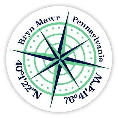 Bryn MAWR Pennsylvania 2-Inch Vinyl Decal Sticker Latitude Longitude Compass Design