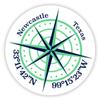 Newcastle Texas 2-Inch Vinyl Decal Sticker Latitude Longitude Compass Design view 1