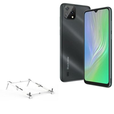 BoxWave Stand and Mount Compatible with Blackview A55 - Pocket Aluminum Stand 3-in-1, Portable Multi Angle Viewing Riser - Metallic Silver