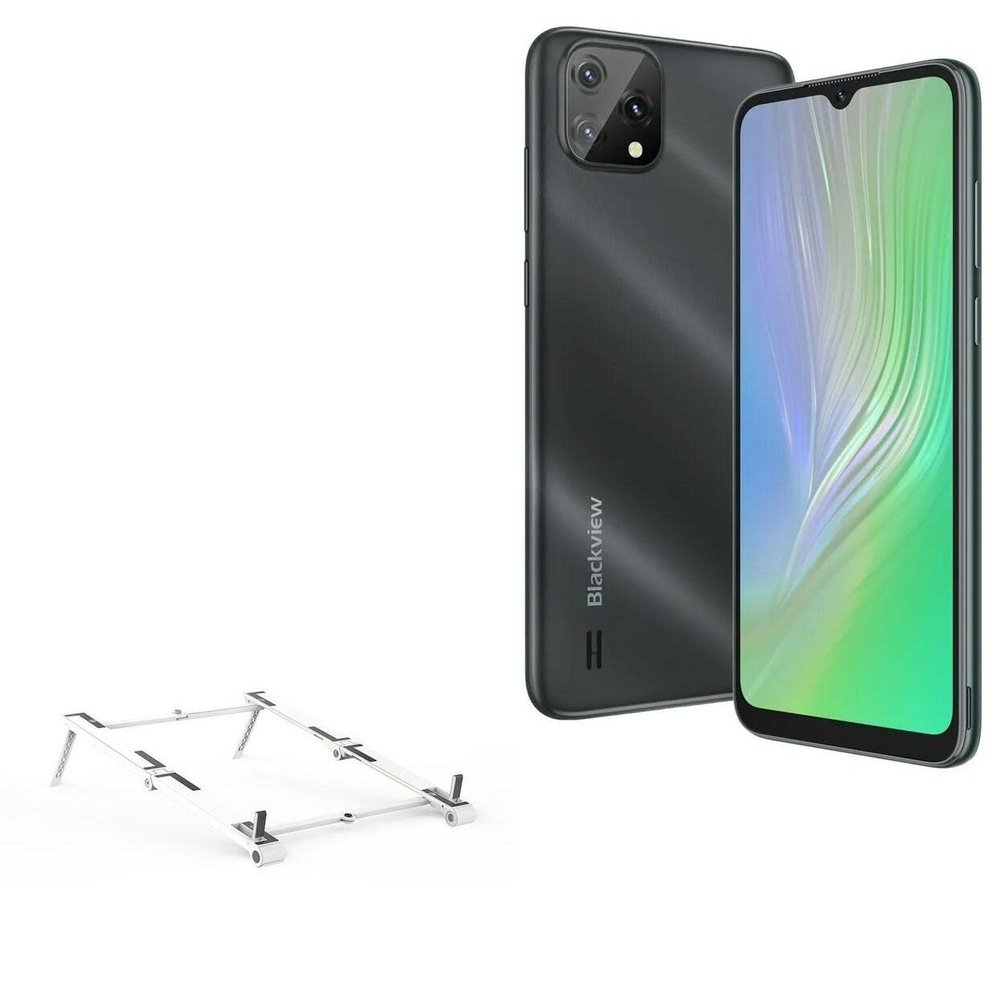 BoxWave Stand and Mount Compatible with Blackview A55 - Pocket Aluminum Stand 3-in-1, Portable Multi Angle Viewing Riser - Metallic Silver
