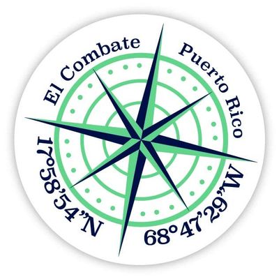 El Combate Puerto Rico 2-Inch Vinyl Decal Sticker Latitude Longitude Compass Design