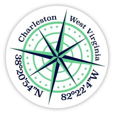 Charleston West Virginia 4-Inch Vinyl Decal Sticker Latitude Longitude Compass Design
