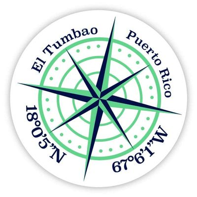 El Tumbao Puerto Rico 2-Inch Vinyl Decal Sticker Latitude Longitude Compass Design