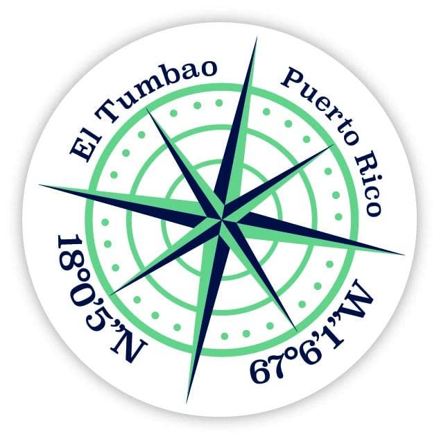 El Tumbao Puerto Rico 2-Inch Vinyl Decal Sticker Latitude Longitude Compass Design