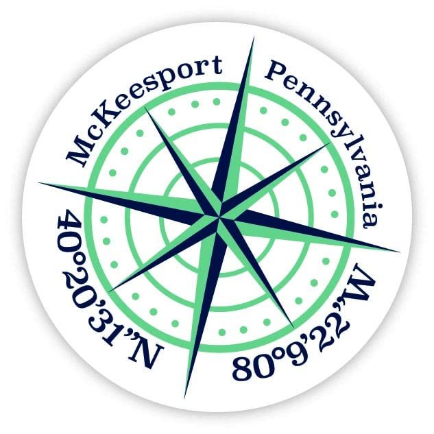 McKeesport Pennsylvania 2-Inch Vinyl Decal Sticker Latitude Longitude Compass Design