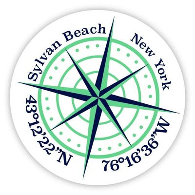 Sylvan Beach New York 2-Inch Vinyl Decal Sticker Latitude Longitude Compass Design