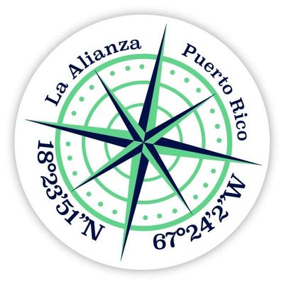 La Alianza Puerto Rico 2-Inch Vinyl Decal Sticker Latitude Longitude Compass Design