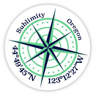 Sublimity Oregon 2-Inch Vinyl Decal Sticker Latitude Longitude Compass Design