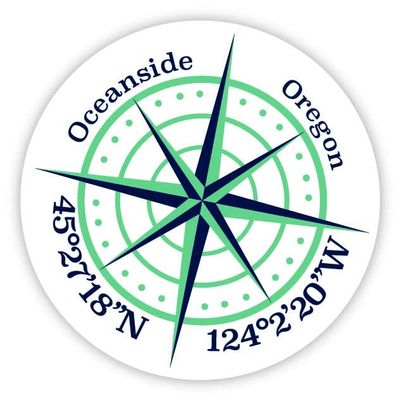 Oceanside Oregon 2-Inch Vinyl Decal Sticker Latitude Longitude Compass Design