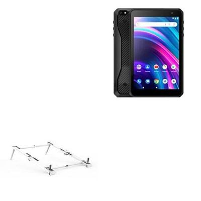 BoxWave Stand and Mount Compatible with BLU M8L - Pocket Aluminum Stand 3-in-1, Portable Multi Angle Viewing Riser - Metallic Silver