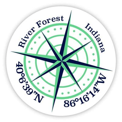 River Forest Indiana 2-Inch Vinyl Decal Sticker Latitude Longitude Compass Design