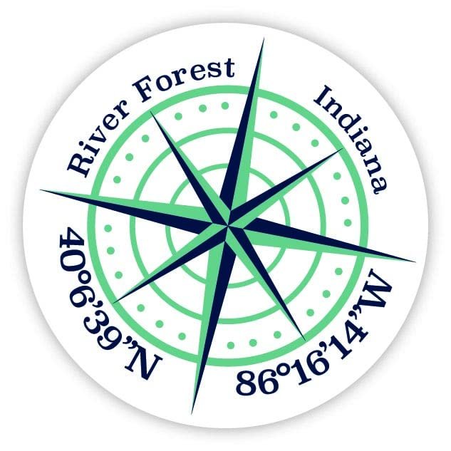 River Forest Indiana 2-Inch Vinyl Decal Sticker Latitude Longitude Compass Design