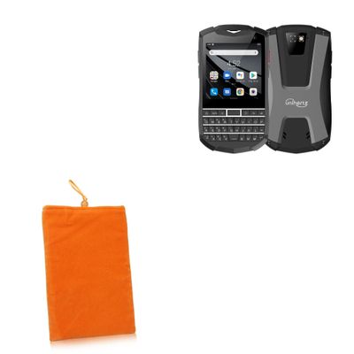BoxWave Case Compatible with Unihertz Titan Pocket - Velvet Pouch, Soft Velour Fabric Bag Sleeve with Drawstring - Bold Orange