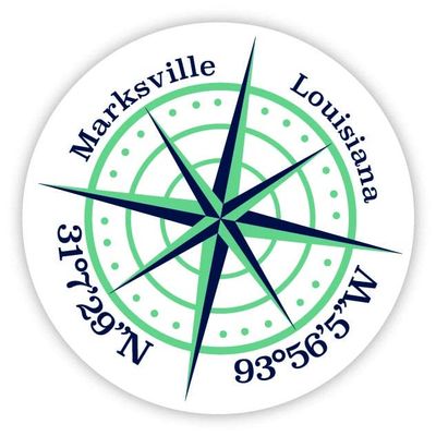 Marksville Louisiana 2-Inch Vinyl Decal Sticker Latitude Longitude Compass Design