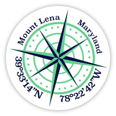 Mount Lena Maryland 2-Inch Vinyl Decal Sticker Latitude Longitude Compass Design