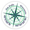 Jim Falls Wisconsin 2-Inch Vinyl Decal Sticker Latitude Longitude Compass Design view 1