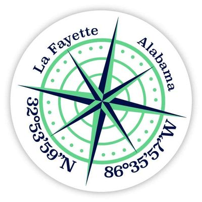 La Fayette Alabama 2-Inch Vinyl Decal Sticker Latitude Longitude Compass Design