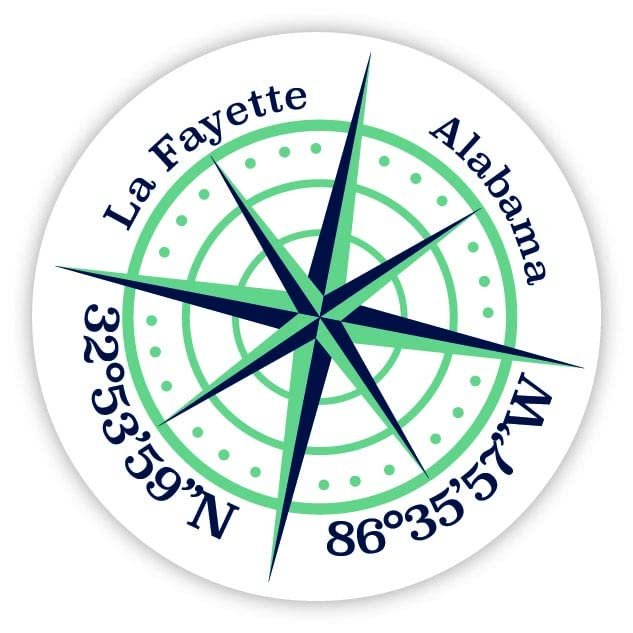 La Fayette Alabama 2-Inch Vinyl Decal Sticker Latitude Longitude Compass Design