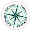Mill Valley California 2-Inch Vinyl Decal Sticker Latitude Longitude Compass Design view 1