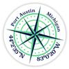 Port Austin Michigan 2-Inch Vinyl Decal Sticker Latitude Longitude Compass Design view 1