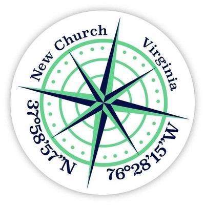 New Church Virginia 2-Inch Vinyl Decal Sticker Latitude Longitude Compass Design