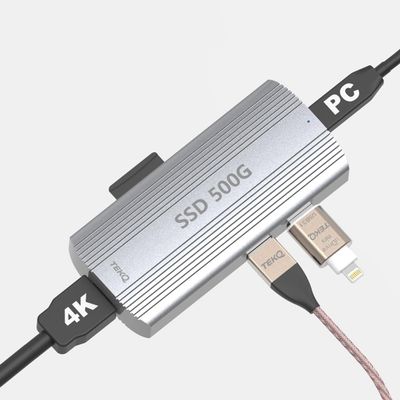 TEKQ 500GB SSD Drive, with 5 in 1 USB C Hub Adapter with 500G SSD Inside, with 4K HDMI Display, 2 x10Gbps USB-C 3.1 Ports, 1 x SD Card Port, Up to 1000mb/s