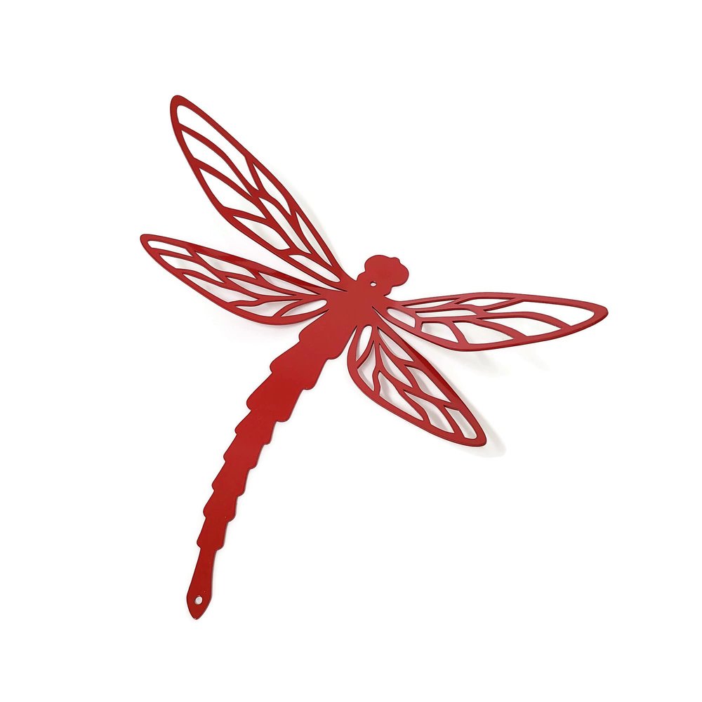 Giant Metal Dragonfly Wall Art Decor 15 to 24 Inches Wide (11" Tall, Red)
