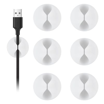 Shintop Cable Clips, 6 Pack White Cord Holder Cable Management Wire Organizer for Organizing Desk Nightstand Car Phone Charger