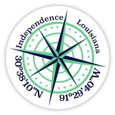 Independence Louisiana 2-Inch Vinyl Decal Sticker Latitude Longitude Compass Design