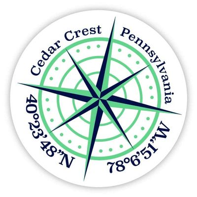 Cedar Crest Pennsylvania 2-Inch Vinyl Decal Sticker Latitude Longitude Compass Design