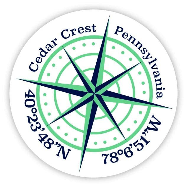 Cedar Crest Pennsylvania 2-Inch Vinyl Decal Sticker Latitude Longitude Compass Design