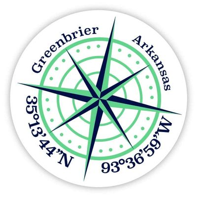 Greenbrier Arkansas 2-Inch Vinyl Decal Sticker Latitude Longitude Compass Design