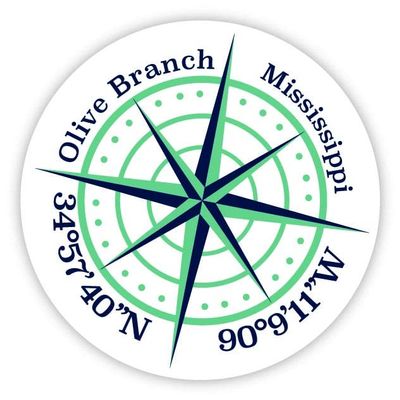 Olive Branch Mississippi 2-Inch Vinyl Decal Sticker Latitude Longitude Compass Design