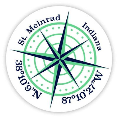 St. Meinrad Indiana 2-Inch Vinyl Decal Sticker Latitude Longitude Compass Design